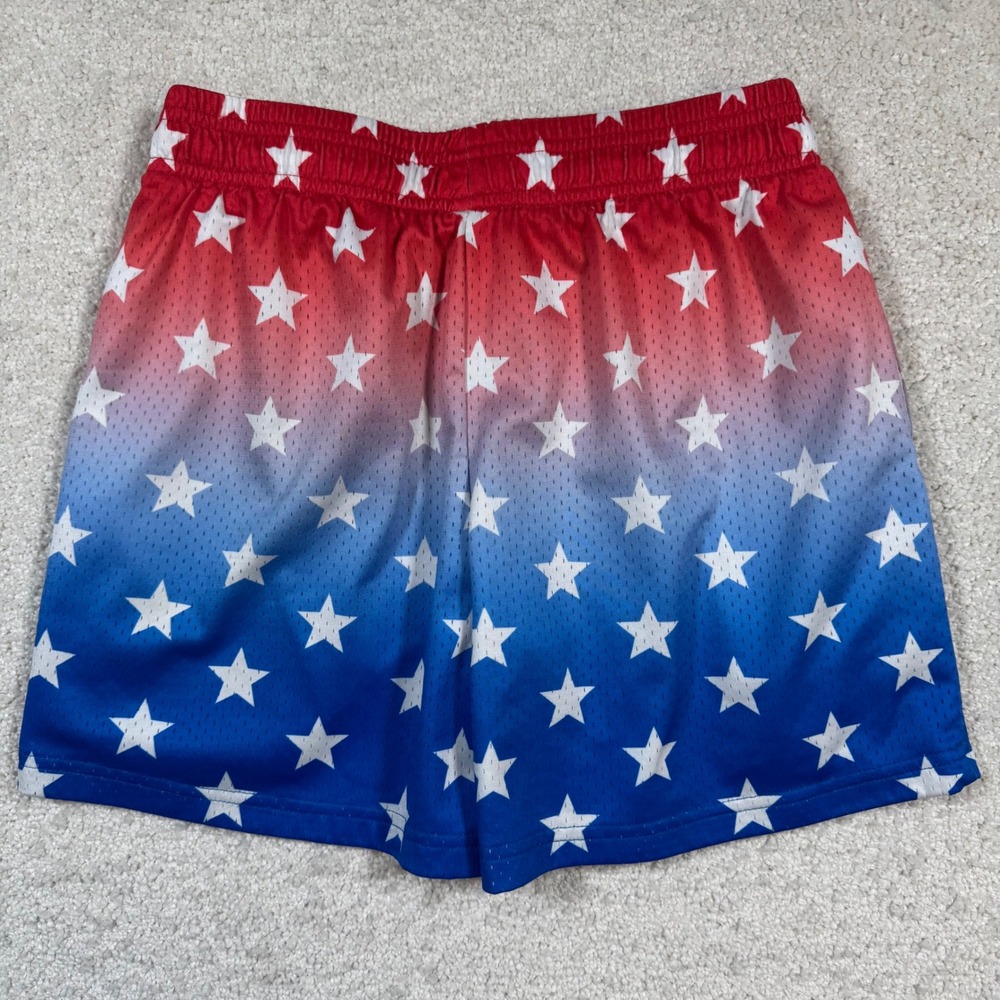 BL101 Athletic Shorts Kids Youth Large Red White Blue Gradient Stars Baseball - Picture 3 of 9